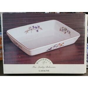 Woodhill Fine Bakeware Ceramic Lasagna Casserole Baking Dish 12" x 9" Floral